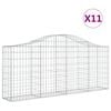 vidaXL Gabionen mit Hochbogen 11 Stk. 200x30x80/100cm Verzinktes Eisen