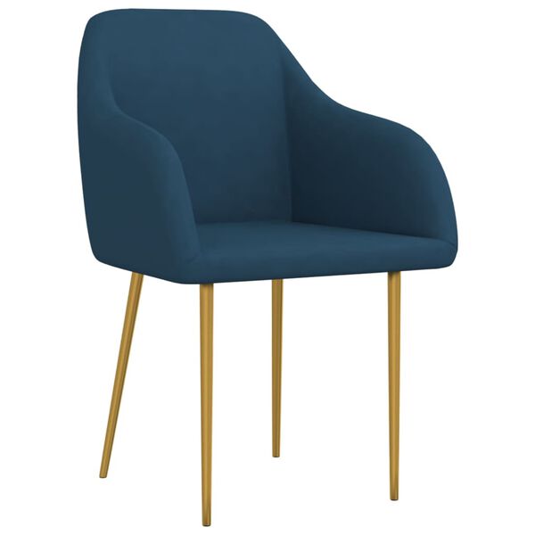 vidaXL Esszimmerst&uuml;hle 2 Stk. Blau Samt
