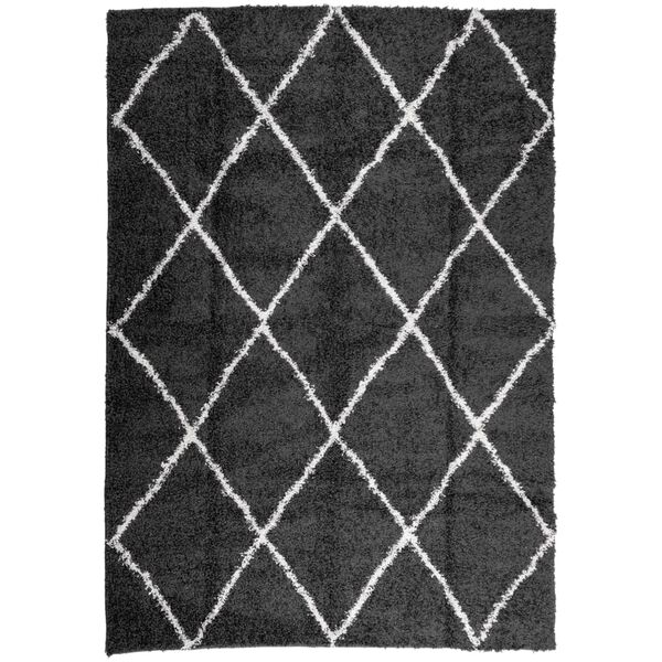 vidaXL Teppich Shaggy Hochflor Modern Schwarz und Creme 120x170 cm