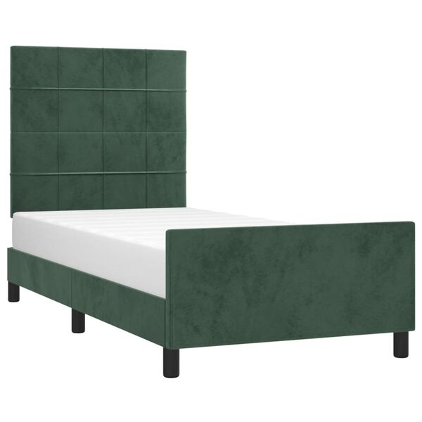 vidaXL Bettgestell ohne Matratze Dunkelgr&uuml;n 90x200 cm Samt