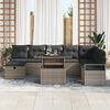 vidaXL Garten-Sofa-Set mit Kissen mit Speicher 9 pcs Grau Poly Rattan