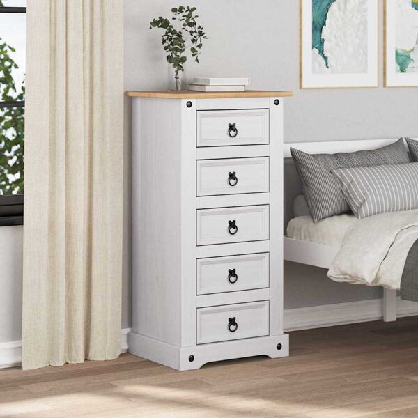 vidaXL Nachttisch Wei&szlig; 53 x 39 x 103 cm Massives Kiefernholz