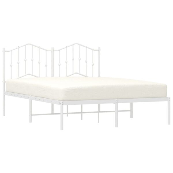vidaXL Bettgestell mit Kopfteil Metall Wei&szlig; 140x190 cm