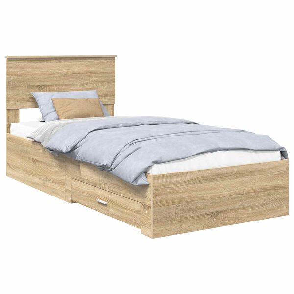vidaXL Bettrahmen mit Kopfteil Sonoma-Eiche 100 x 200 cm Holzwerkstoff