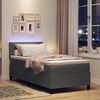 vidaXL LED Boxspringbett Hellgrau und Wei&szlig; 80 x 200 cm Cordstoff
