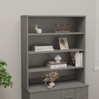 vidaXL Highboard-Oberteil HAMAR Hellgrau 90x30x100 cm Massivholz