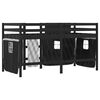 vidaXL Kinderhochbett mit Vorh&auml;ngen Wei&szlig; Schwarz 90x200 cm Kiefernholz