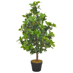vidaXL K&uuml;nstliche Pflanze Lorbeerbaum mit Topf Gr&uuml;n 90 cm