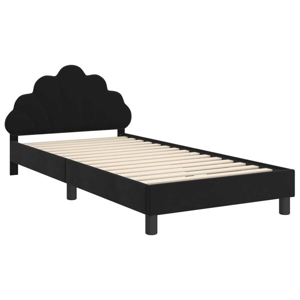 vidaXL Kinderbettgestell mit Kopfteil Schwarz 90 x 190 cm Samt