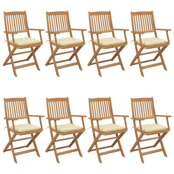 vidaXL Klappbare Gartenst&uuml;hle 8 Stk. mit Kissen Massivholz Akazie