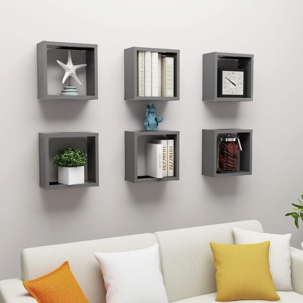 vidaXL W&uuml;rfelregale 6 Stk. Grau 30x15x30 cm
