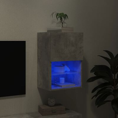 vidaXL TV-Schrank mit LED-Leuchten Betongrau 40,5x30x60 cm