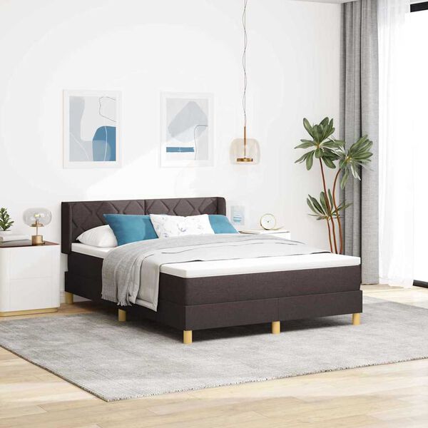 vidaXL Boxspringbett mit Matratze Dunkelbraun 200 x 160 cm Polyester