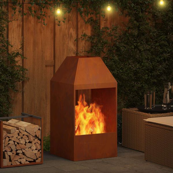 vidaXL Feuerstelle Braun 50 x 50 x 100 cm Wetterfeststahl