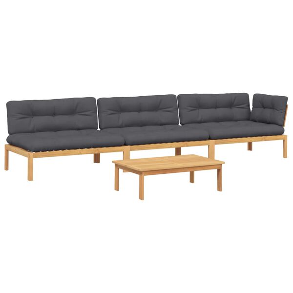 vidaXL 4-tlg. Garten-Sofagarnitur aus Paletten mit Kissen Akazienholz