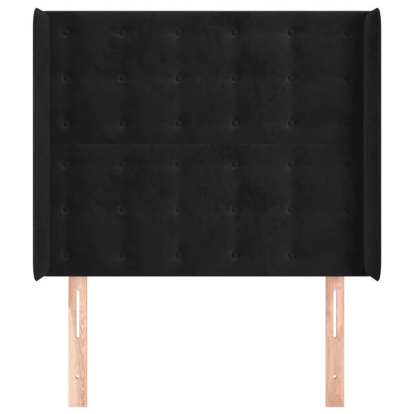 vidaXL Kopfteil mit Ohren Schwarz 93x16x118/128 cm Samt