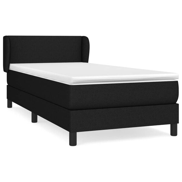 vidaXL Boxspringbett mit Matratze Schwarz 80x200 cm Stoff