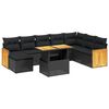 vidaXL 9-tlg. Garten-Sofagarnitur mit Kissen Grau Poly Rattan Akazie