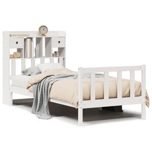 vidaXL Massivholzbett mit Regal ohne Matratze Wei&szlig; 75x190 cm Kiefer
