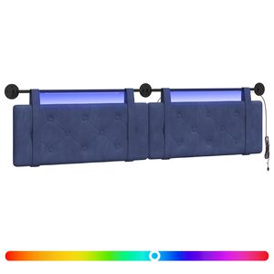 vidaXL H&auml;ngendes Kopfteil Mit LED Licht Polizeiblau Samt