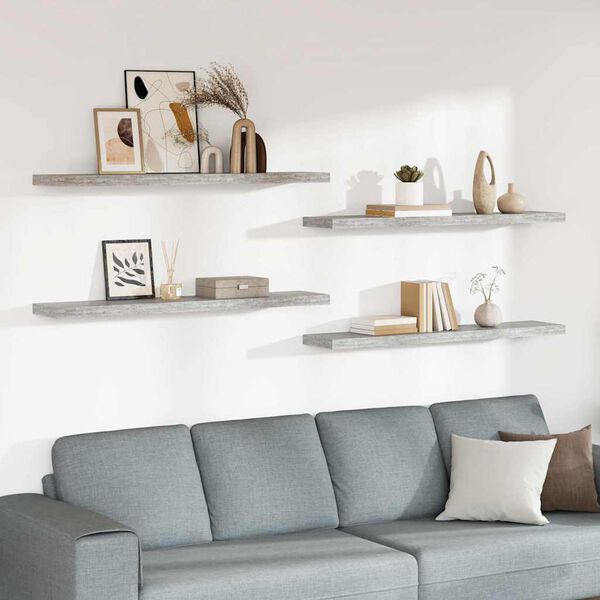 vidaXL Schweberegale 4 Stk. Betongrau 120x23,5x3,8 cm MDF