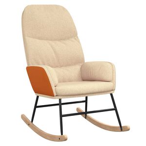 vidaXL Schaukelstuhl Cremewei&szlig; Stoff