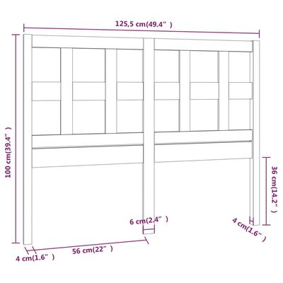 vidaXL Kopfteil Honigbraun 125,5x4x100 cm Massivholz Kiefer