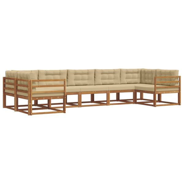 vidaXL Outdoor-Sofagarnitur mit Kissen 7 pcs Natur und Beige