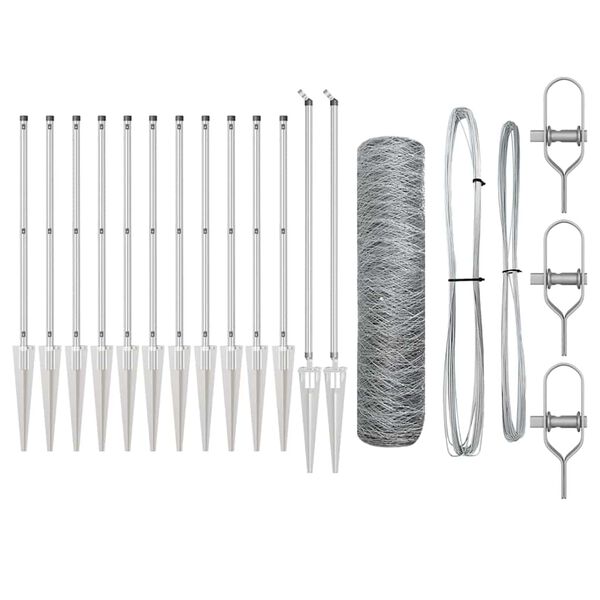 vidaXL Zaunpfosten Silber 25 x 0,8 m (50 mm Mesh) Stahl