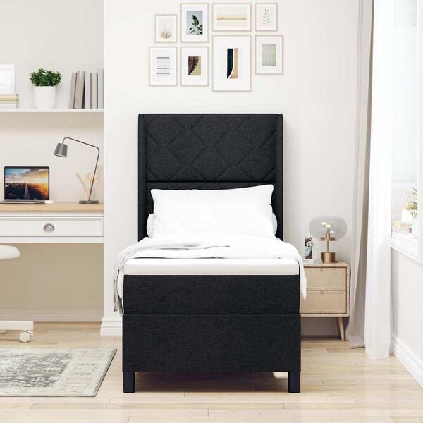 vidaXL Boxspringbett mit Matratze Schwarz 80 x 200 cm Stoff