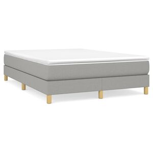 vidaXL Boxspringbett mit Matratze Hellgrau 140x200 cm Stoff