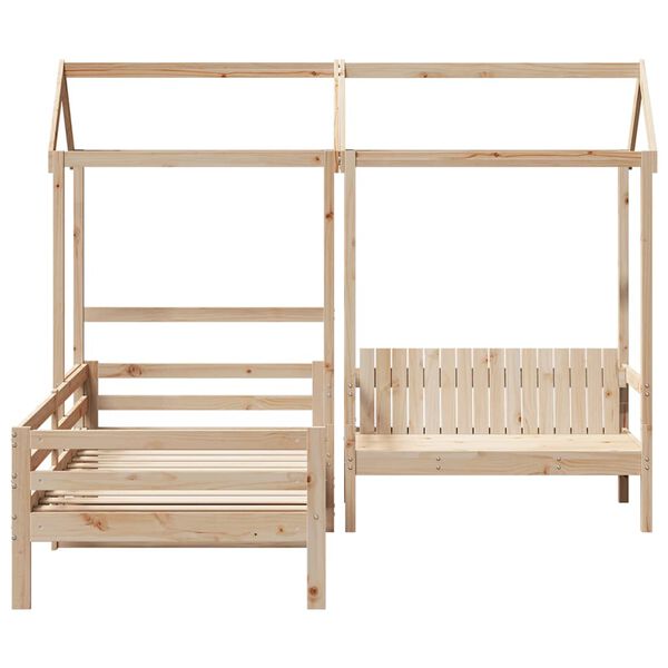 vidaXL Tagesbett und Bank mit Dach 80x200 cm Kiefernholz