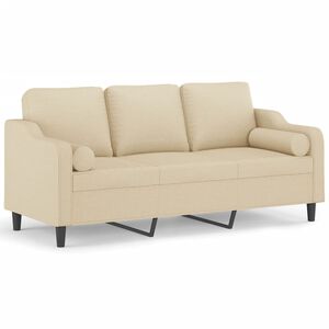 vidaXL 3-Sitzer-Sofa mit Zierkissen Creme 180 cm Stoff