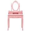 vidaXL Schminktisch-Set mit Hocker Rosa 75x69x140 cm Paulownia-Holz