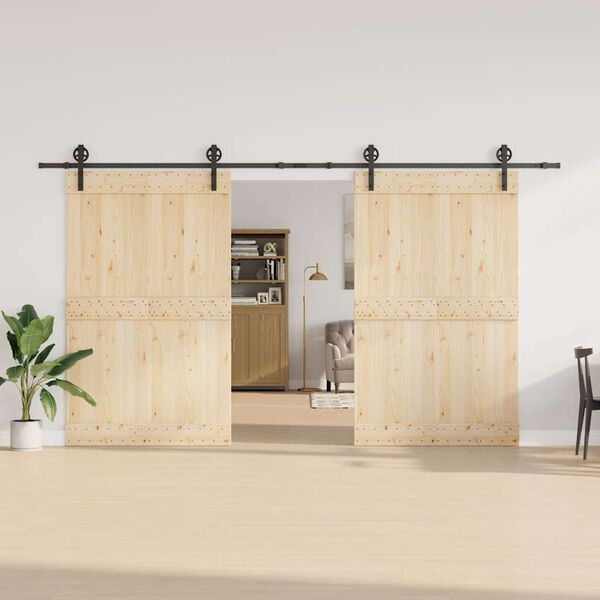 vidaXL Schiebet&uuml;rbeschlag-Set 400 cm Stahl Schwarz