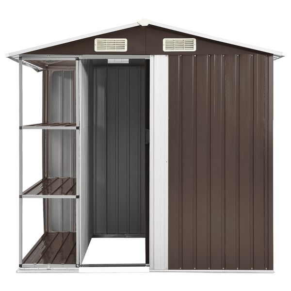 vidaXL Gartenhaus mit Regal Braun 205x130x183 cm Eisen