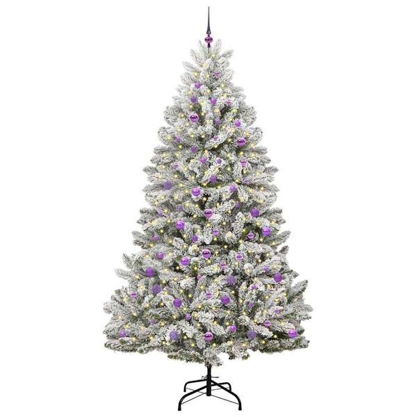 vidaXL Künstlicher Weihnachtsbaum Grün und Weiß 240 cm PVC und Metall