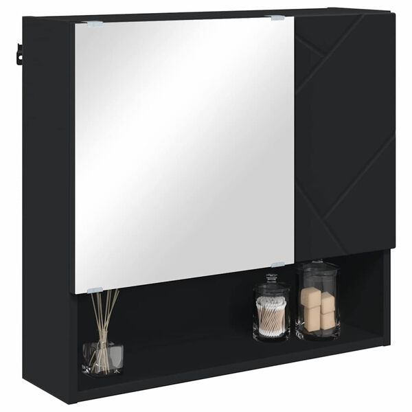 vidaXL Spiegelschrank mit T&uuml;r Schwarz 59 x 17 x 55 cm Holzwerkstoff