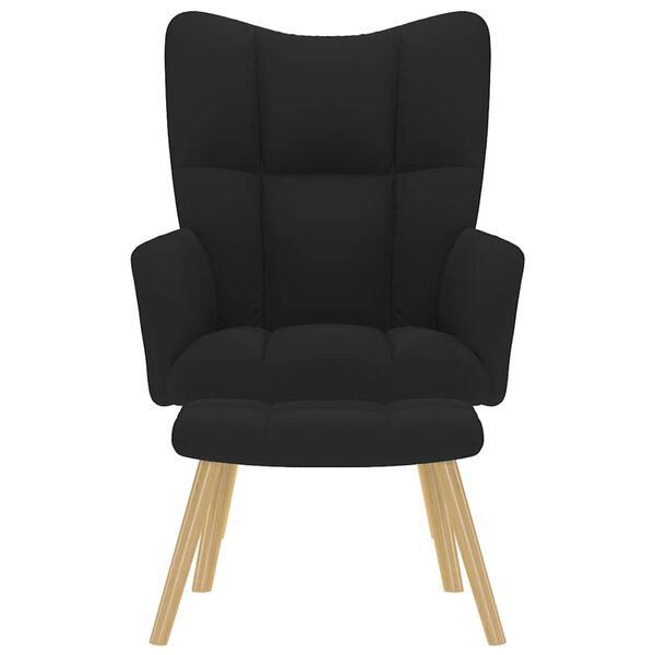 vidaXL Relaxsessel mit Hocker Schwarz Stoff
