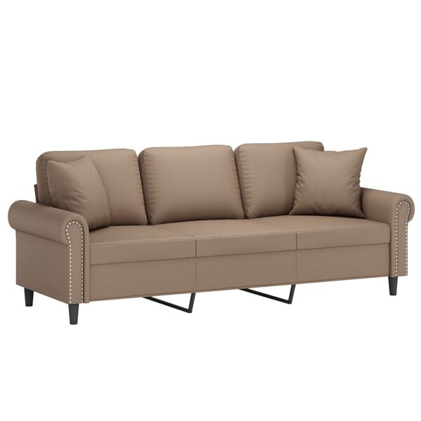 vidaXL 3-Sitzer-Sofa mit Kissen Cappuccino-Braun 180 cm Kunstleder