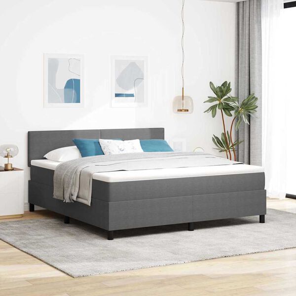 vidaXL LED Boxspringbett Hellgrau und Wei&szlig; 180 x 200 cm Cordstoff