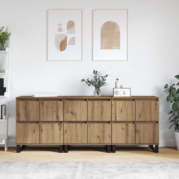 vidaXL Sideboard 3 pcs Artisan-Eiche 60 x 35 x 70 cm
