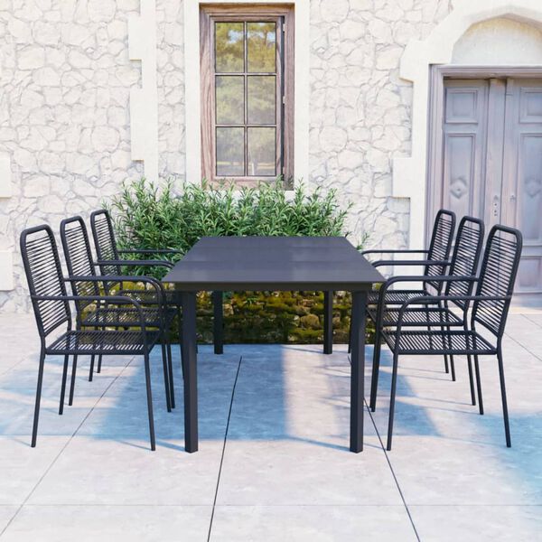 vidaXL 7-tlg. Garten-Essgruppe Schwarz Glas und Stahl