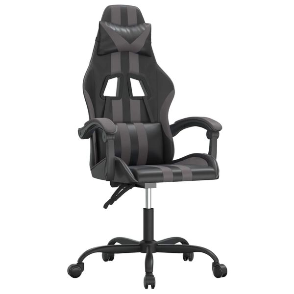 vidaXL Gaming-Stuhl Drehbar Schwarz und Grau Kunstleder