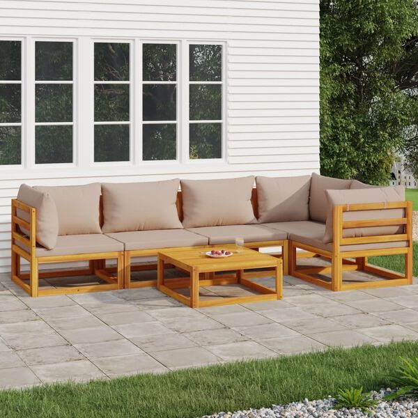 vidaXL 6-tlg. Garten-Lounge-Set mit Taupe Kissen Massivholz
