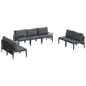 vidaXL Gartensofa-set 7 stk. Schwarz Stahl