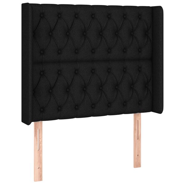 vidaXL LED Kopfteil Schwarz 103x16x118/128 cm Stoff