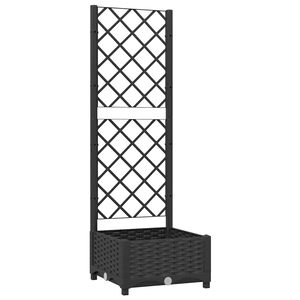 vidaXL Garten-Pflanzgef&auml;&szlig; mit Spalier Schwarz 40 x 40 x 121,5 cm PP
