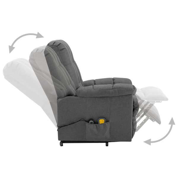 vidaXL Massagesessel mit Aufstehhilfe Hellgrau Stoff
