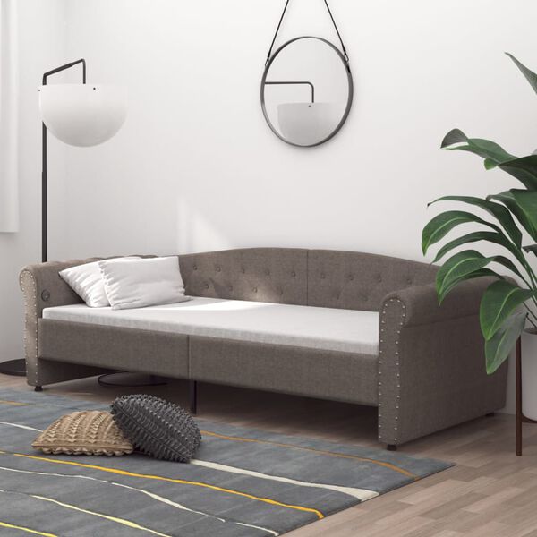 vidaXL Tagesbett mit Matratze USB Taupe Stoff 90x200 cm